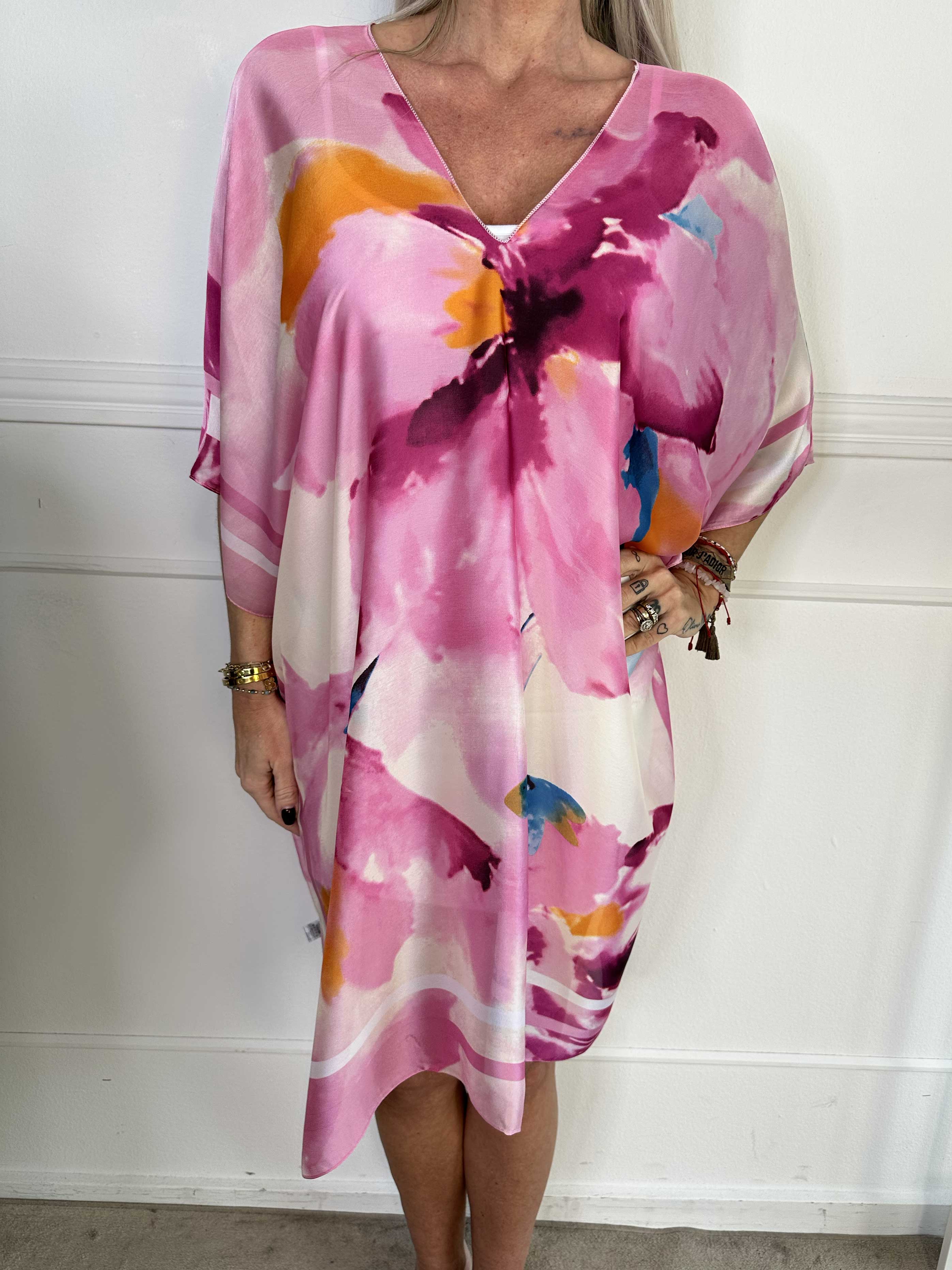 Maggie - Mångfärgad tunika i mjuk viskos och siden